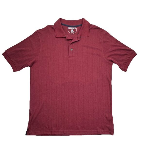 Architect Polo Shirt Mens Size Large Short Sleeve Solid Red Collared - Picture 1 of 5